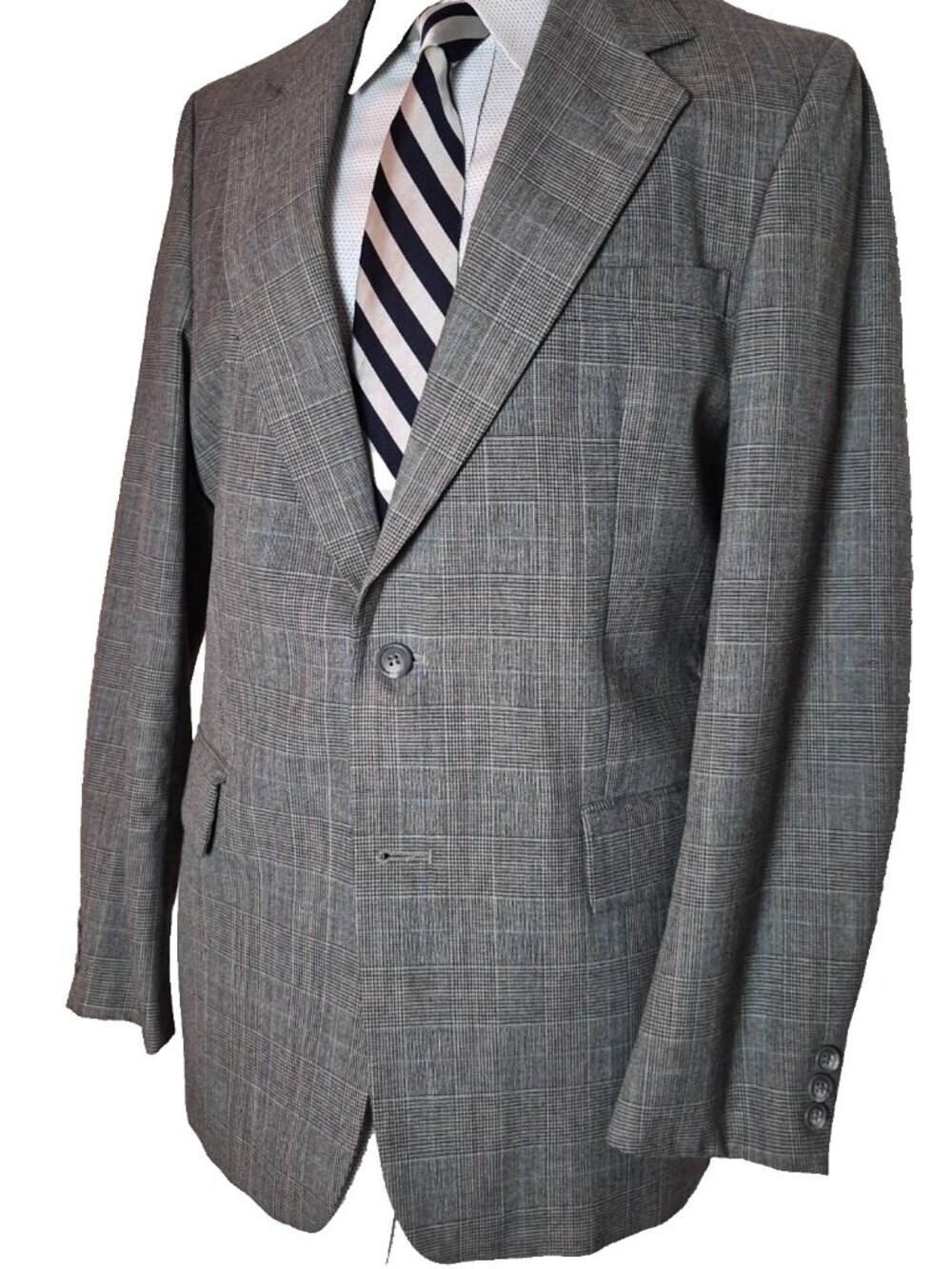Bellamin Men's Check Suit Prince of Wales Windowpane Plaid Gray 42 R , 32x29